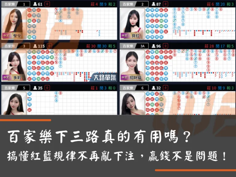 百家樂下三路真的有用嗎？搞懂紅藍規律不再亂下注，贏錢不是問題！